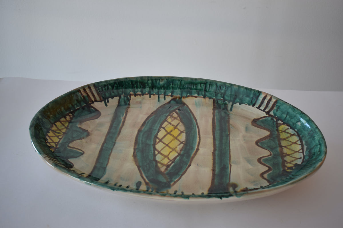 Peacock Oval Plate - AGATA TREASURES Abstract motif