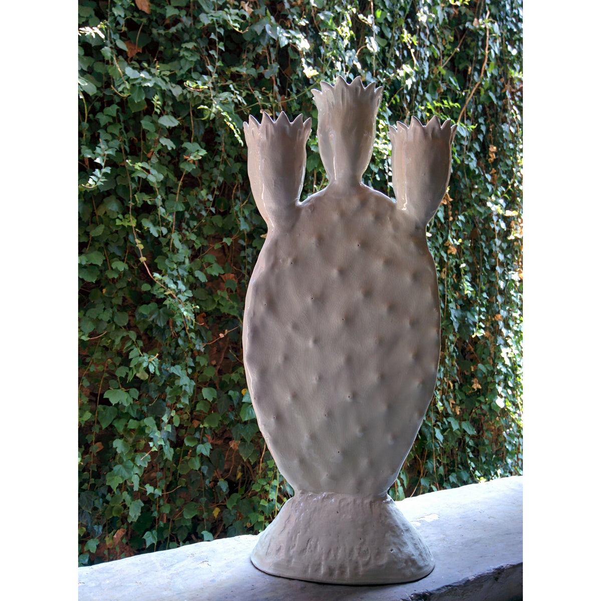 Prickly Pear White Candle Holder - AGATA TREASURES Vertical