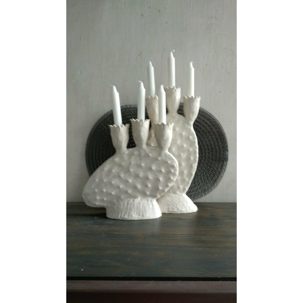 Prickly Pear White Candle Holder - AGATA TREASURES